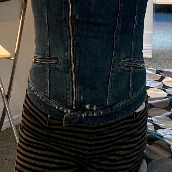 Guess Moto Jean Vest Motorcycle Blue Denim Jacket Vintage Kawaii Y2K Coat Biker - Picture 12 of 13